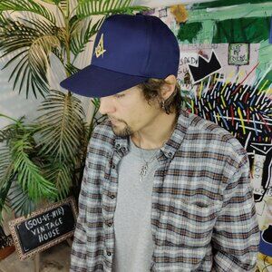 Vintage 90s 'Freemasons' navy blue/green snapback cap